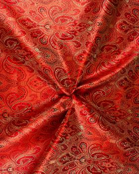 Satin jacquard Indien paisley Rouge - Tissushop